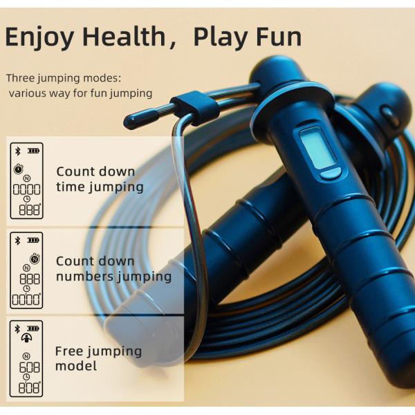 280cm Cordless Digital Fitness Skipping Rope Calorie Counter Timer 2x AAA