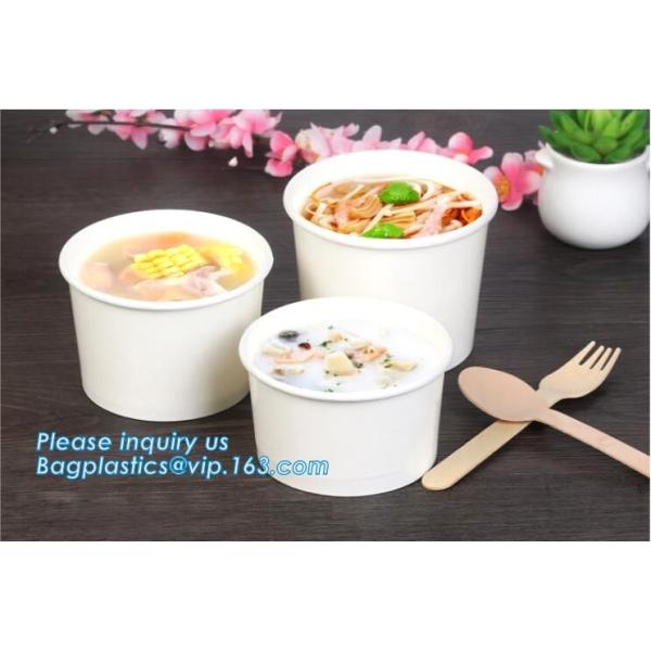 Disposable paper hot soup cup with paper flat lid,microwaveable deli container disposable plastic hot soup cups bagease