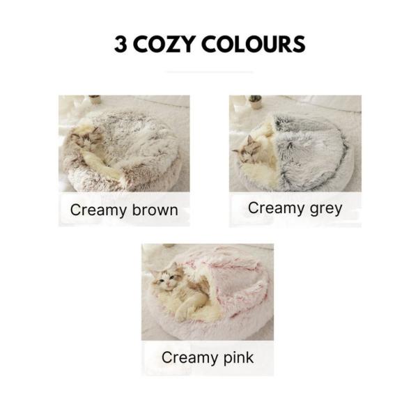Chunky Plush Hooded Calming Dog Bed Nest Cat Bed 2 In 1 Cat Cave Donut Cat Bed Dog Mattress Bed Covered Dog Bed