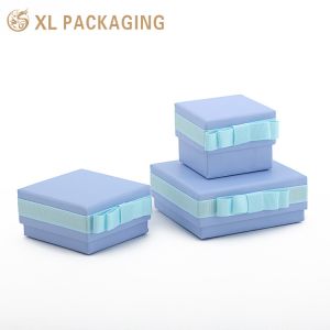 Cheap Blue Marble Cardboard Drawer Slide Jewelry Box With Ribbon Bow Luxury Bracelet Packaging Velvet Lining &amp; Gold Foil Accents Elegant Gift Box For for sale