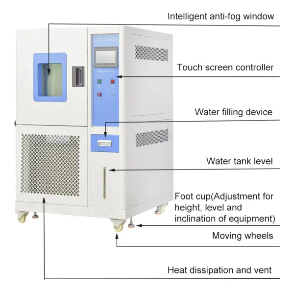 UP-6195 Humidity Temperature Test Chamber with Optimized Refrigeration Design, Temperature Range -70~150ºC, and Humidity Range 20%~98%