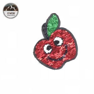 Cheap Red / Golden Apple Sequin Embroidery Patches 16*19CM Size For Kids Clothes for sale