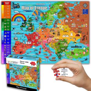 China Color Europe Map 1000 Piece Paper Jigsaw Puzzle For Kids 12+ Teens Adults Families on sale