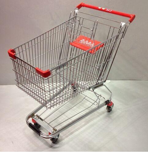 Quality 60L Four Wheel Shopping Trolley Grocery Store Carts Low Carbon Steel wholesale