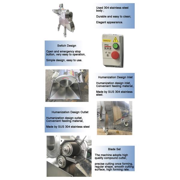 Vegetable Sweet Potato Cube Dicer Machine 500~800KG/H Large Capacity