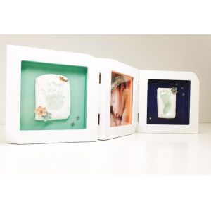 Cheap 2018 new design 3 opening baby handprint and footprint clay keepsake en-71 passed photo frame kit for sale