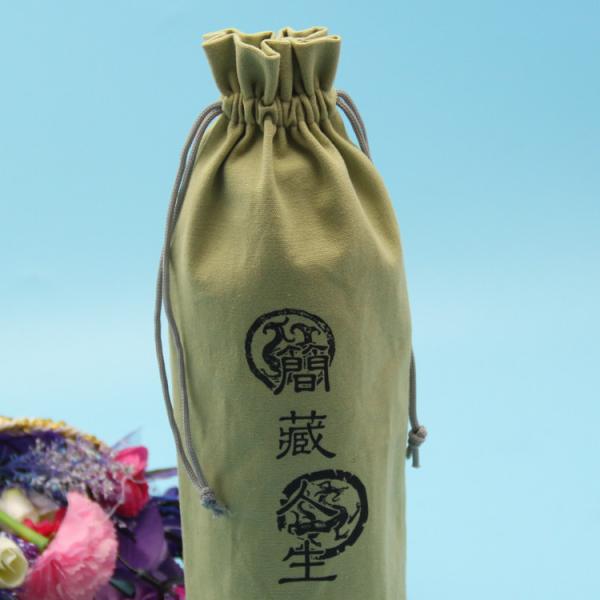 Portable Green Round Bottom Drawstring Bag , Small Canvas Drawstring Bag