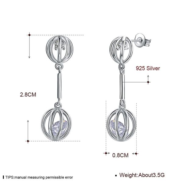 0.12oz 2.8X0.8cm Sapphire Stud Earrings Alloy Zircon Stone Earrings