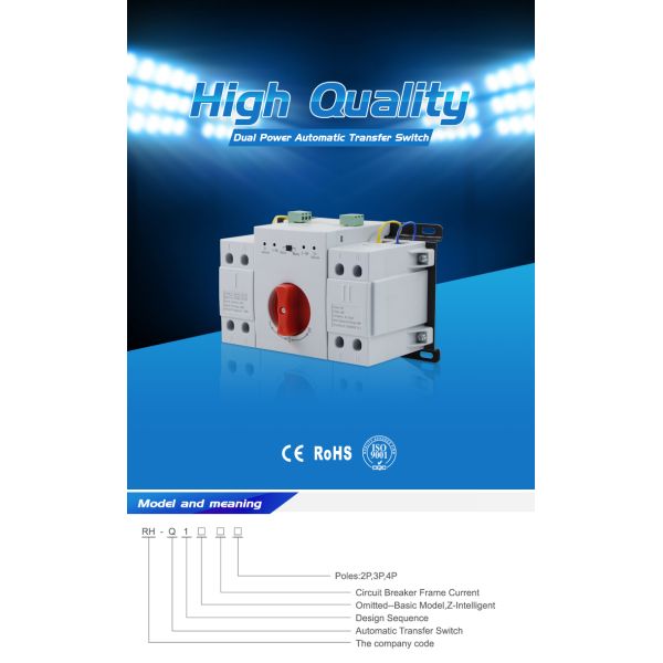 MCB type high quality Dual Power Automatic changeover switch