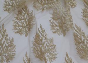 Cheap Embroidered Tree Gold Sequin Lace Fabric By The Yard For Wedding Bridal Evening Dress for sale