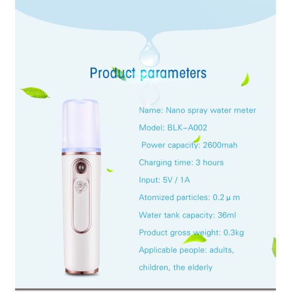 Fast Charge Handy Nano Mist Facial Spray 1A 2600 MAh Battery Capacity