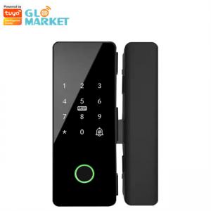 China Fingerprint Tuya APP Remote Smart Glass Door Lock BLE Eletronic Auto Locking With Doorbell on sale