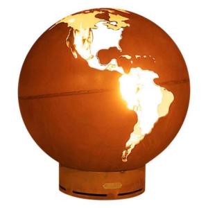 Cheap 36 Inch Laser Cutting Earth Globe Corten Steel Wood Burning Outdoor Fire Sphere for sale