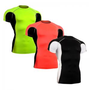 China Sun Protection Custom Rash Guard , Short Sleeve Swim Shirt Without Heavy Ink on sale