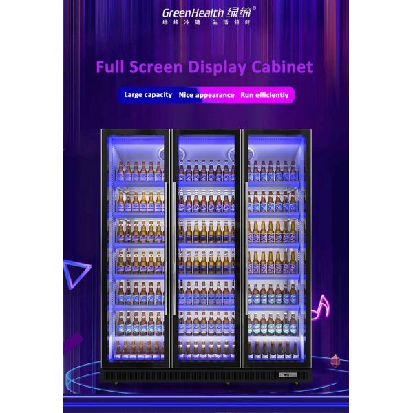 Black Body Commercial Upright Freezer Beverage Refrigerator With Five Layer Shelves