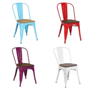 Cheap Red Blue Stackable Metal Outdoor Dining Chairs Antique Iron for sale
