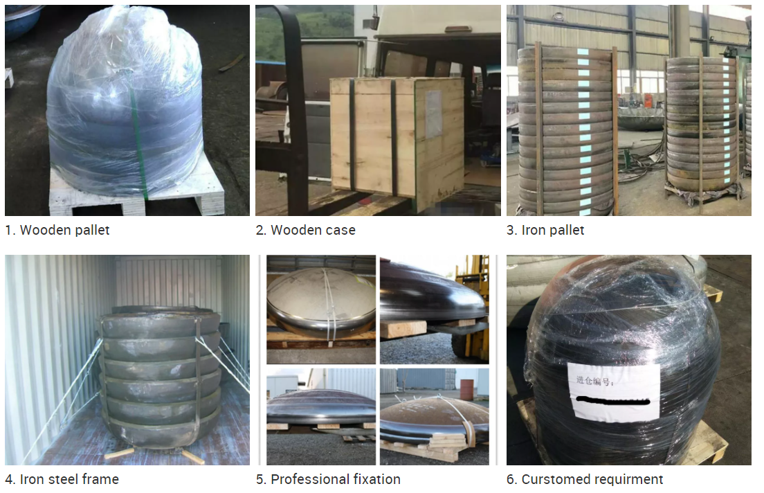 Circle Head Welding Connection ASME ss304 316 s235jr Conical End Tank Ends for Boiler Heater Parts