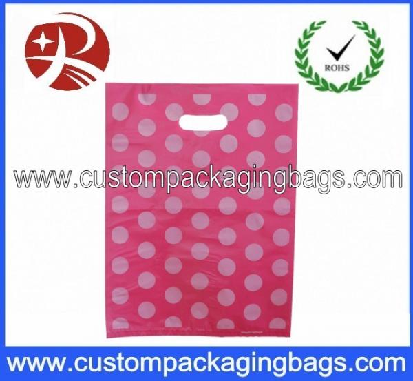 Quality Pink Dot Printed Die Cut Handle Plastic Bags Waterproof For Supermarket wholesale