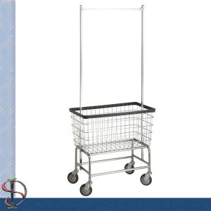 Cheap Hotel Chrome Laundry Rack with wire basket / Heavy-duty Laundry Stand with Laundry bag / Folding Laundry Cart for sale