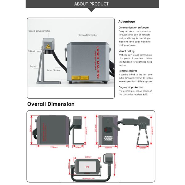 20W -100W Handheld Laser Marking Machine Portable Laser Coder Machine