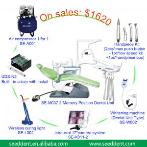 Cheap New 3 memory position and import water air tube Dental Unit with air compressor, scaler,curing light SE-M037 set for sale