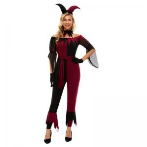 Cheap Costumes Type Anime Costumes Ladies Halloween Devil Jester Cosplay Costume for Women for sale