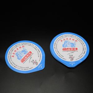 China 65mm 99mm Die Cut Yogurt Foil Lid Lemonade Plastic Cup Foil Lid ODM Easy Peel Off on sale