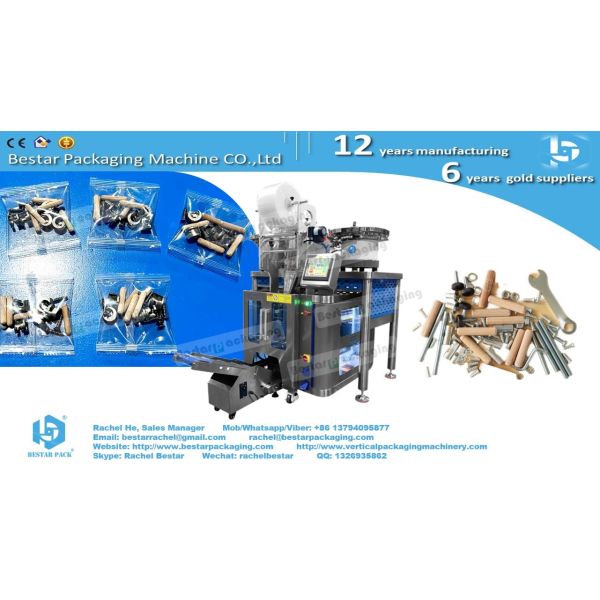 Automatic counting packing machine with 3 vibration hoppers for sewing machine components