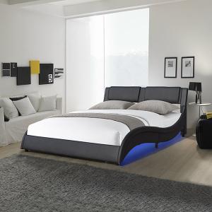 Cheap Wave Shaped LED Bed Frame Cushion Platform Bed Frame With Adjustable LED Light for sale