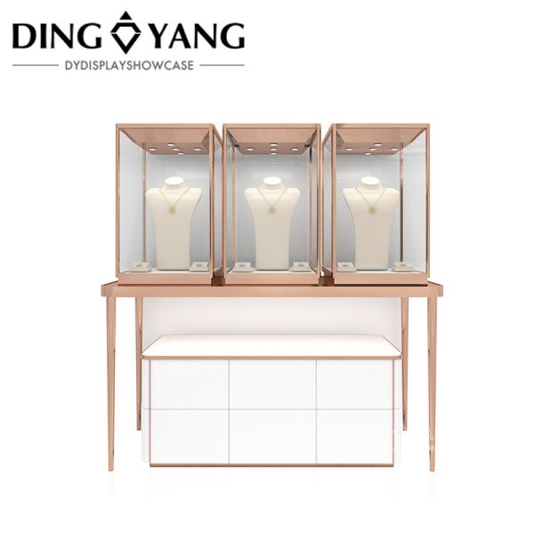 Fashion Metal Framed Display Jewelry Case With Exquisite Appearance, Stainless Steel Jewelry Showcases Manufacturer