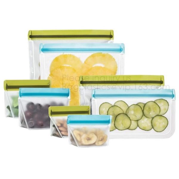 Silicone Plastic Packaging Food Zip Silicon Freezer Fresh Vegetable Storage Bags Fresh Fridge Food Preservation Bag Reus