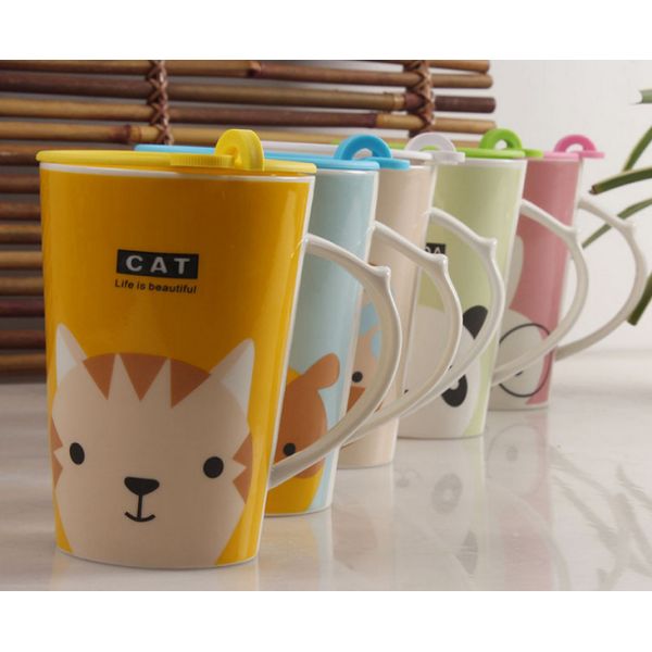 colorful ceramic coffee mug with different pattern