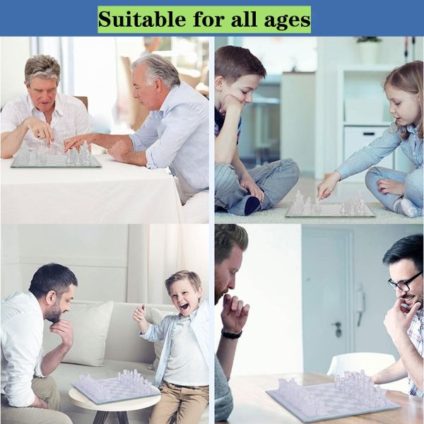 Customized Acrylic Game Set Chess Pieces And Chess Board Elegant For Gifts