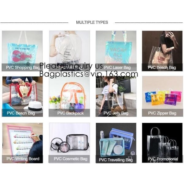 Custom Clear Transparent Holographic Iridescent Ladies Vinyl Tpu Shopper Women Shopping Tote Bag Garment Bags,Storange
