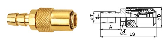 High Flow Pneumatic Quick Release Coupling , Mini Brass Quick Release Coupling