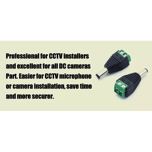 PVC 2 Pin DC Power Female Jack Adapter Connector 5521 Black With Green Teminal