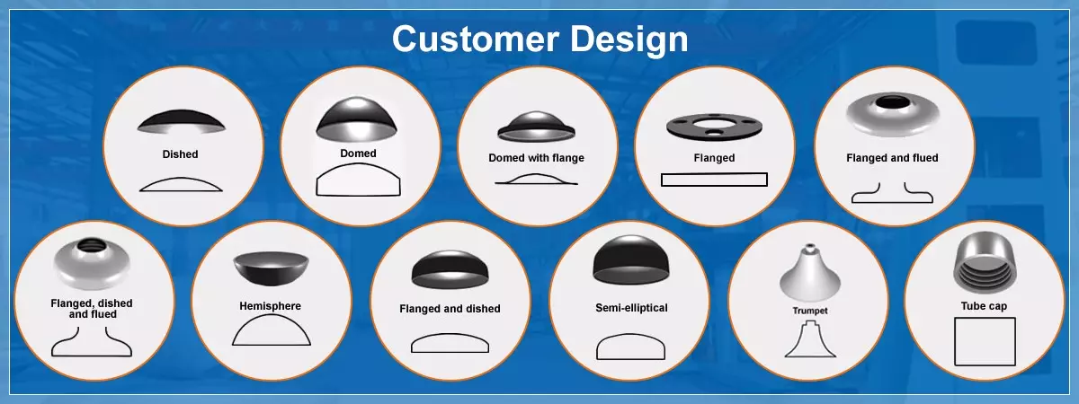 Circle Head Welding Connection ASME ss304 316 s235jr Conical End Tank Ends for Boiler Heater Parts