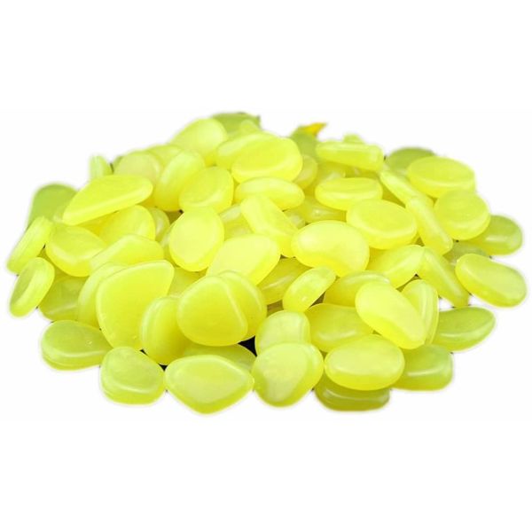 Yellow Decorative Fish Tank Luminous Garden Pebbles Quartz Surface