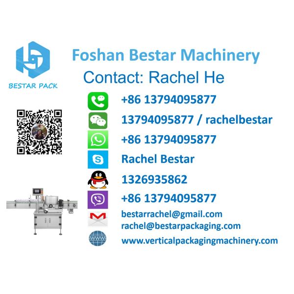 Automatic bottle labeling machine, adhesive sticker labeling