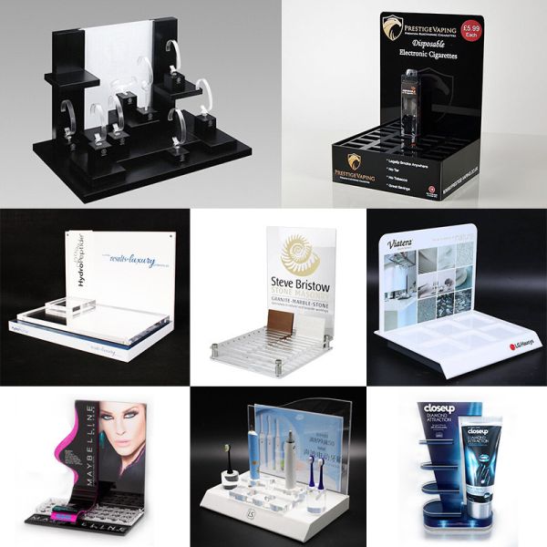Acrylic Display for Cosmetic Shops Customizable Design Counter-Top Placement Material