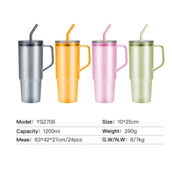 Customizable 40oz Single-layer Handle Cup Large-capacity Straw Cup Portable Plastic Tumbler For Outdoor And Travel