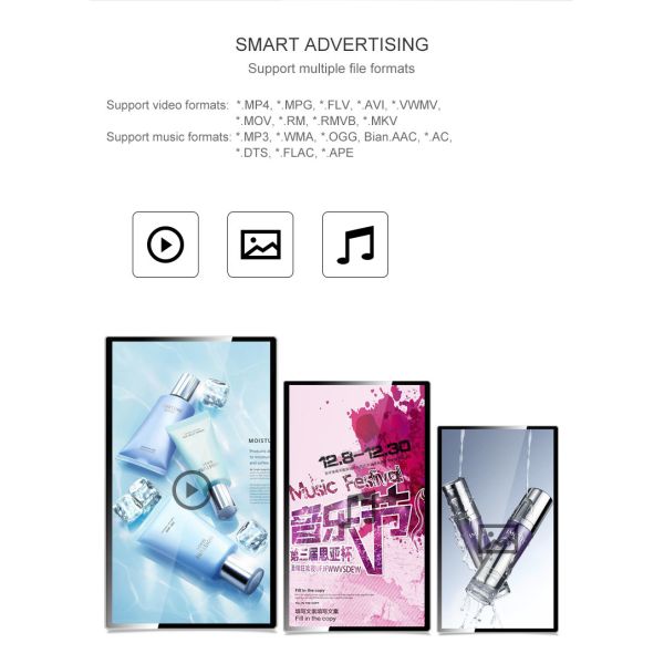 27 Inch 1920x1080 Elevator Advertising Multimedia Wall Mount LCD Display Video Wall