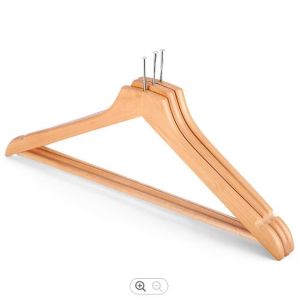 China 17.8in Small Wooden Coat Hangers Hotel Anti Theft Clothes Hangers on sale