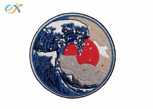 Cheap Great Wave Off Kanagawa Patch Embroidered Applique Badge Iron On Sew On Emblem for sale