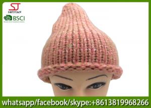 Cheap Chinese manufactuer winter knitting hat  cap with brim beanie 100g 23*27cm 100%Acrylic keep warm for sale