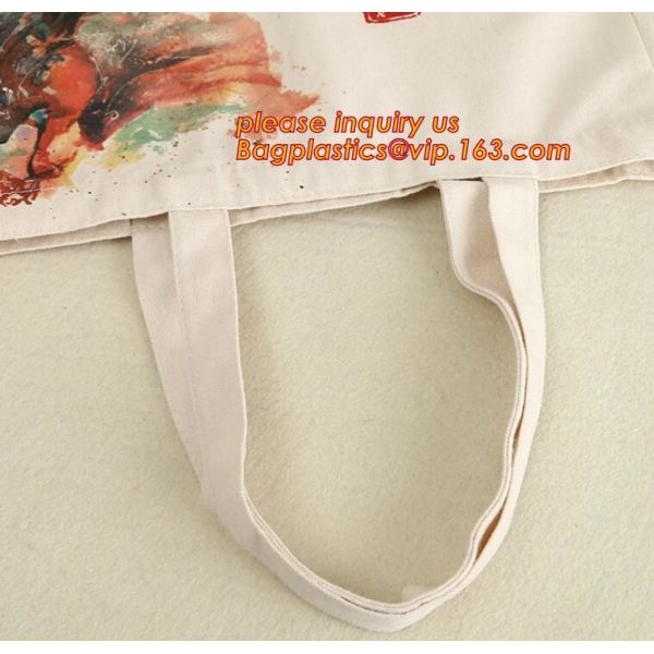 Custom silk screen printed Cotton material handle style blank natural cotton canvas bag without logo bagplastics bagease