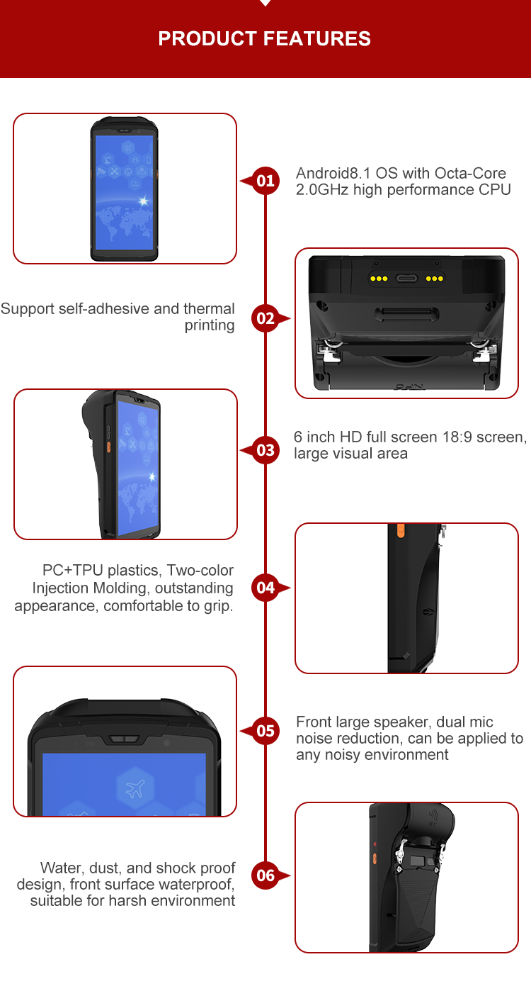 Android Mobile SD60PRT PDA Thermal Printer All In One Wireless Barcode Scanner