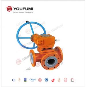 Cheap Corrosion Proof T Type 3 Way Ball Valve , PFA Lined Chemical Ball Valve Pn16 Ball Valve for sale