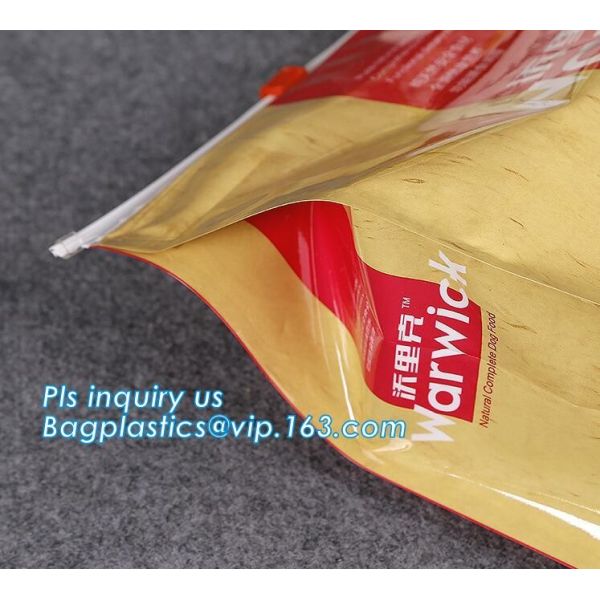 Quad Seal Bottom Load Metallized pouch Metal Slider Zipper Packaging Bag, Metal Zipper Printing PVC Slider Bags