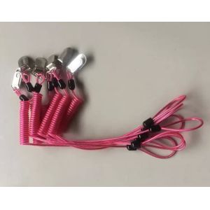 2015 new fashion rose red spring string wire coiled lanyard w/metal alligator clips